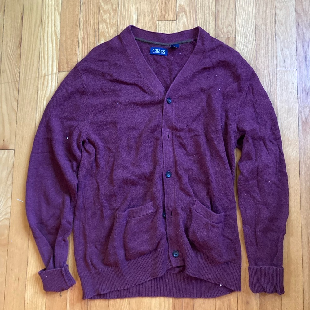 Chaps Large Red Knit Cardigan